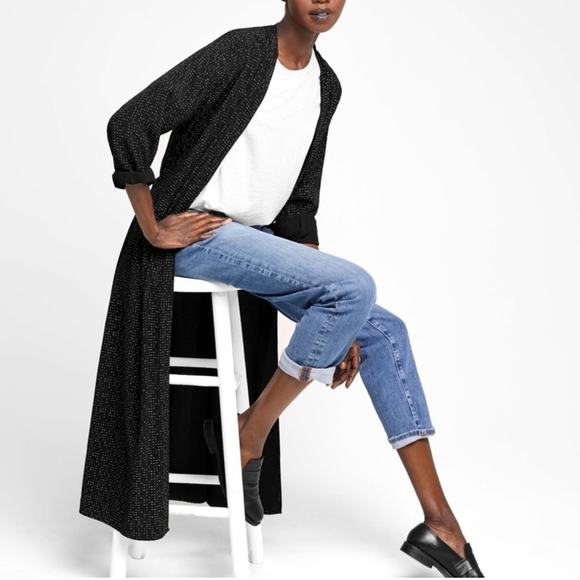 NWT Eileen Fisher black Morse Code kimono style duster jacket - Picture 5 of 16